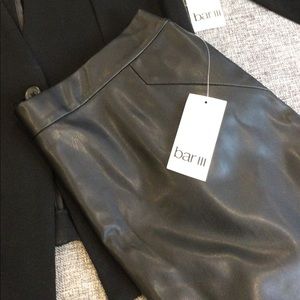Bar III Black Faux Leather Pencil Skirt Size M